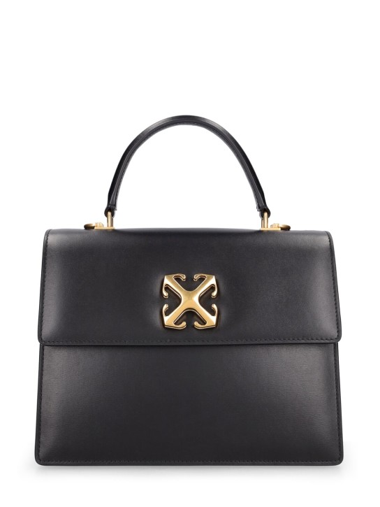 Off-White: Jitney 2.8 leather top handle bag - Black - women_0 | Luisa Via Roma