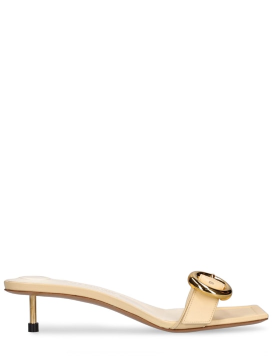 Jacquemus: 35mm hohe Mule-Sandaletten aus Leder „Regalo“ - Elfenbein - women_0 | Luisa Via Roma