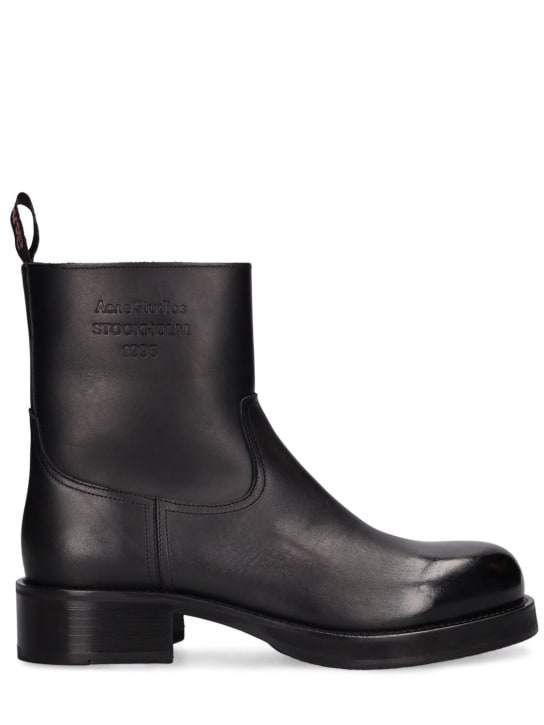 Acne Studios: Besare leather ankle boots - Siyah - men_0 | Luisa Via Roma