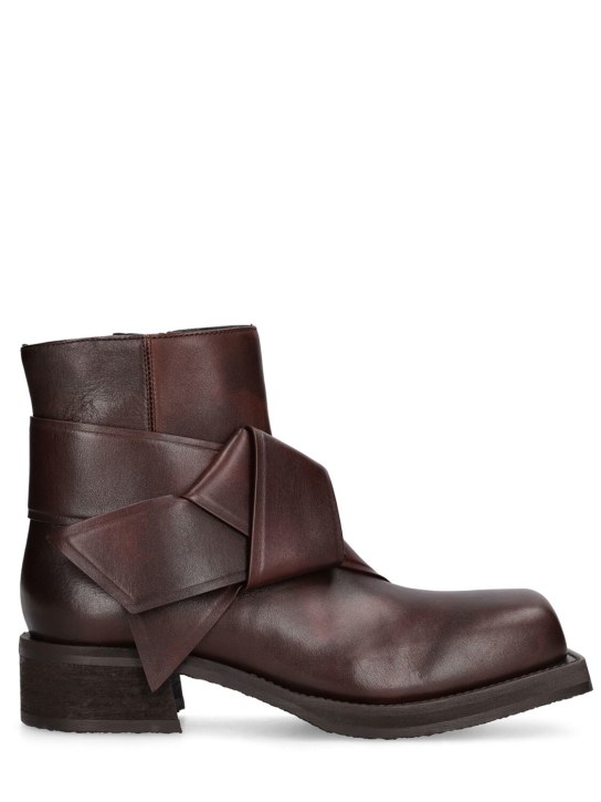 Acne Studios: 40mm Leather ankle boots - Kahverengi - women_0 | Luisa Via Roma