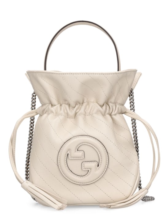 Gucci: Mini Blondie leather bucket bag - Mystic White - women_0 | Luisa Via Roma
