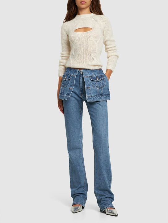 Coperni: Straight denim jeans w/ front flaps - 연한 블루 - women_1 | Luisa Via Roma