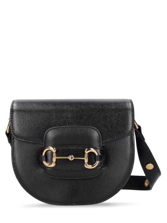 Gucci: Mini 1955 Horsebit leather shoulder bag - Siyah - women_0 | Luisa Via Roma