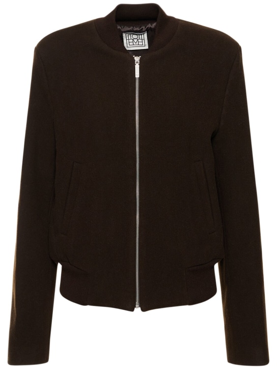Toteme: Tailored wool blend flight jacket - Brown - women_0 | Luisa Via Roma