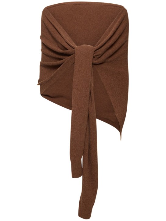 Lemaire: Wool blend wrap scarf - Kahverengi - women_0 | Luisa Via Roma