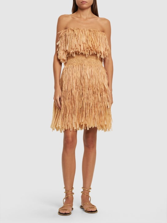 Oscar De La Renta: Vestito con ricami - Beige - women_1 | Luisa Via Roma