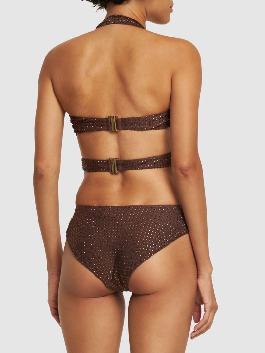 Self-portrait: Costume intero con cutout e decorazioni - Marrone - women_2 | Luisa Via Roma