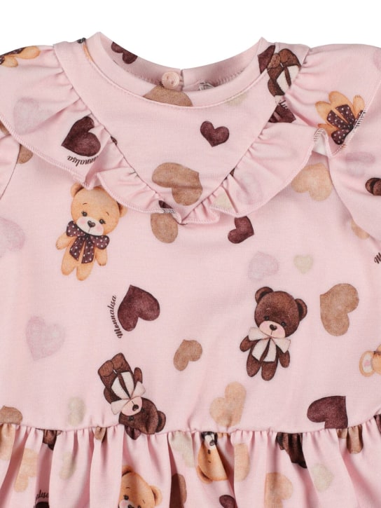 Monnalisa: Bear print Punto Milano dress - Pink - kids-girls_1 | Luisa Via Roma