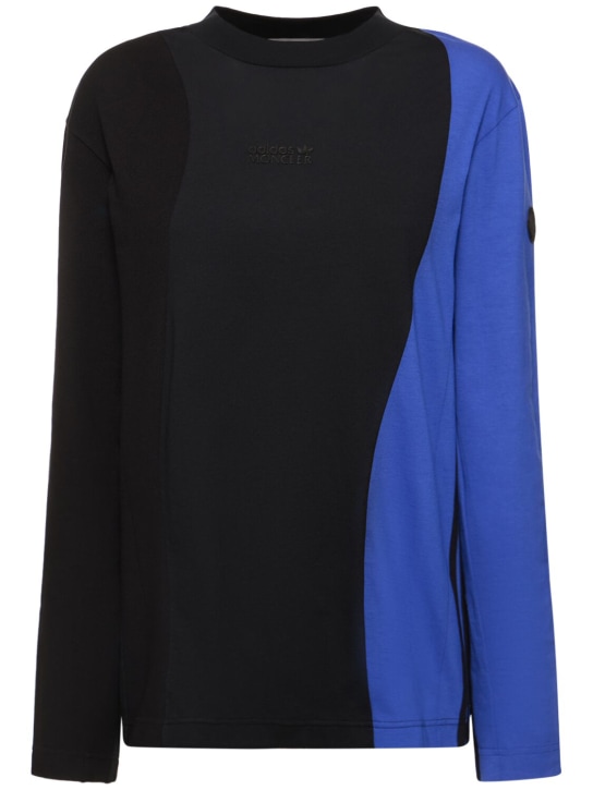 Moncler Genius: T-shirt en coton Moncler x adidas - Noir/Bleu - women_0 | Luisa Via Roma