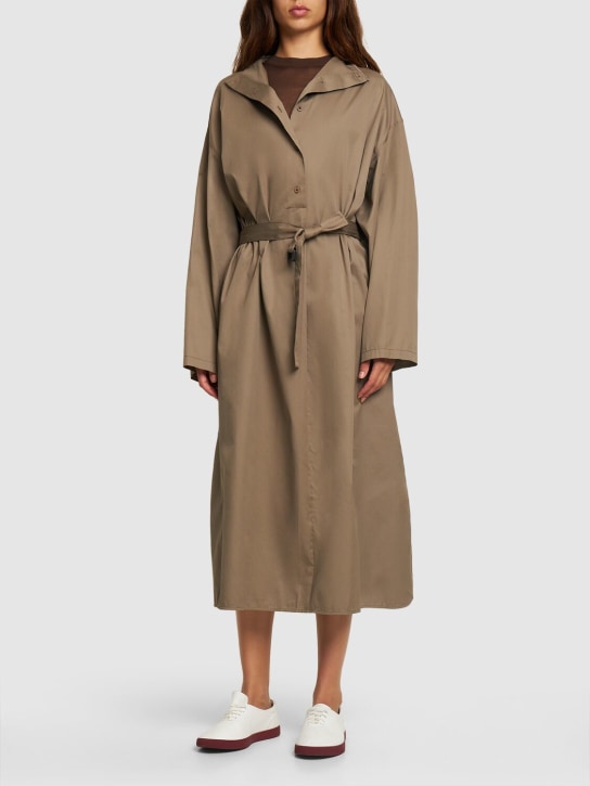 Lemaire: Housse cotton poplin midi dress - Brown - women_1 | Luisa Via Roma