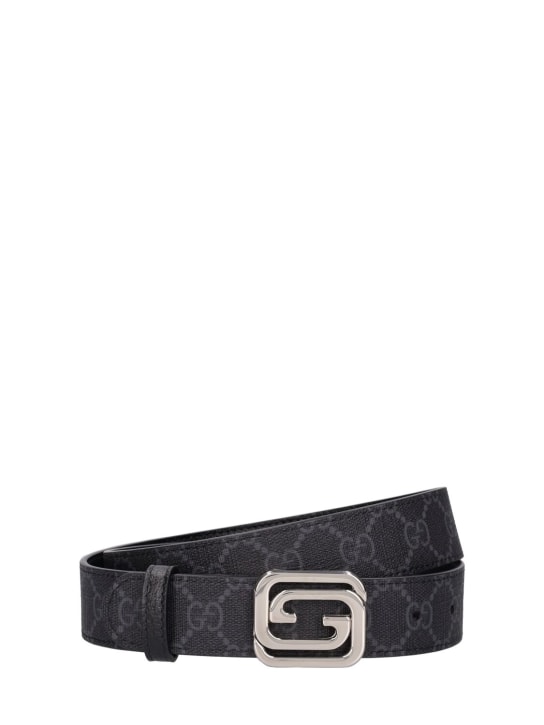 Gucci: Ceinture GG 3 cm - Noir - men_0 | Luisa Via Roma