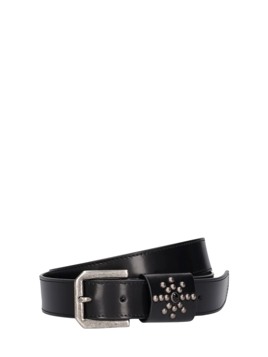 HTC Los Angeles: 3cm Studded leather belt - Black - women_0 | Luisa Via Roma