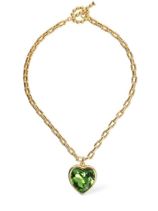 Timeless Pearly: Green Heart chain necklace - Gold/Green - women_0 | Luisa Via Roma