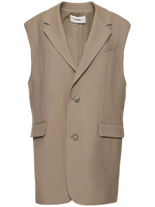 AMI Paris: Two-button oversize wool waistcoat - Taupe - women_0 | Luisa Via Roma