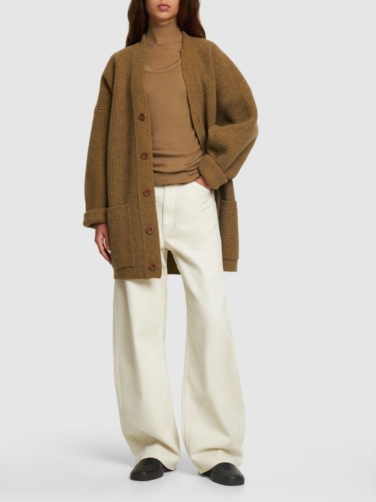 Lemaire: High waist curved cotton pants - Beyaz - women_1 | Luisa Via Roma