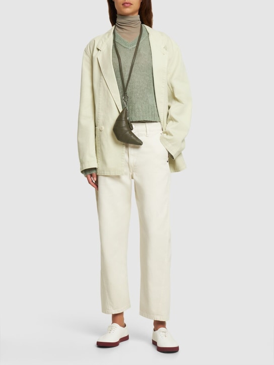Lemaire: 扭曲设计棉质裤子 - 白色 - women_1 | Luisa Via Roma