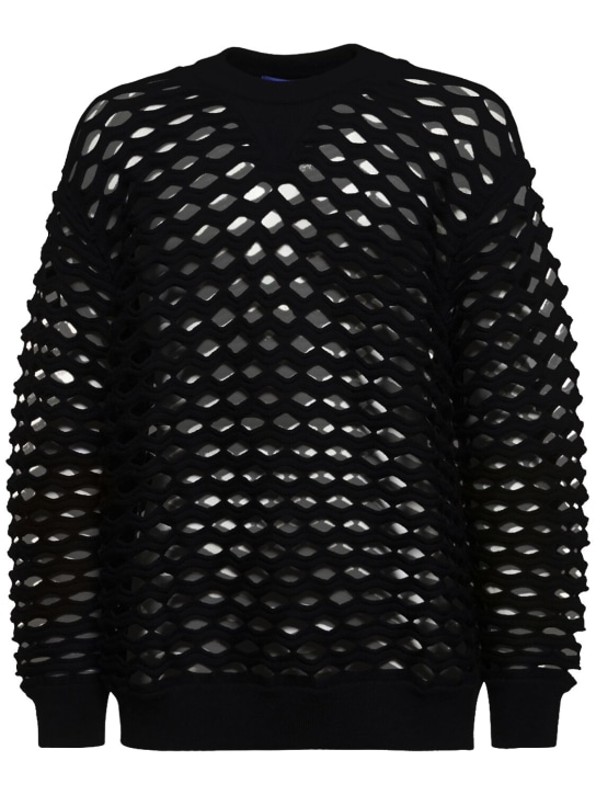 JUNYA WATANABE: Wool tubular mesh sweater - Siyah - men_0 | Luisa Via Roma
