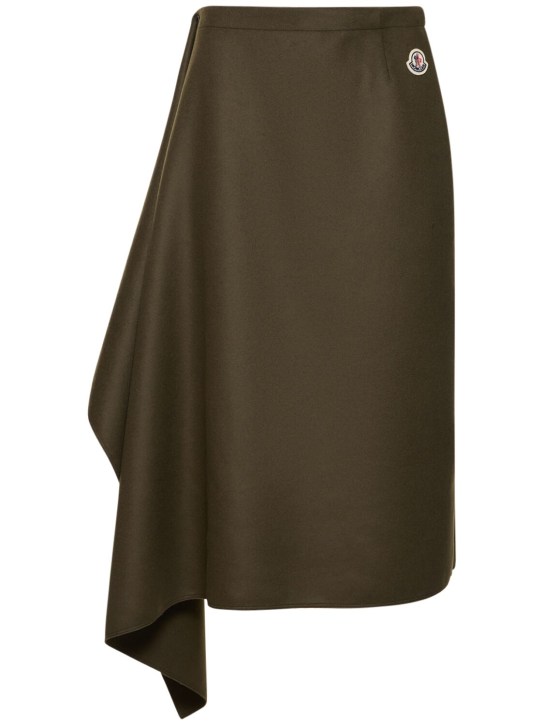 Moncler: Wool & cashmere midi skirt - Zeytin Yeşili - women_0 | Luisa Via Roma