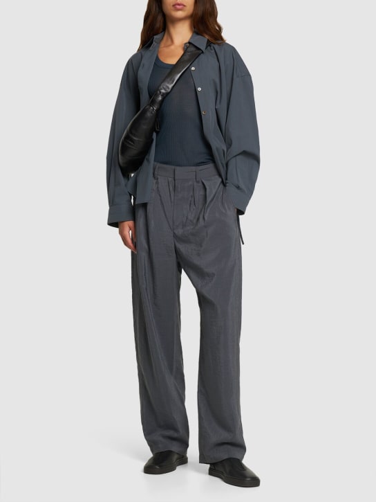 Lemaire: Pleated soft cotton wide pants - Grey - women_1 | Luisa Via Roma