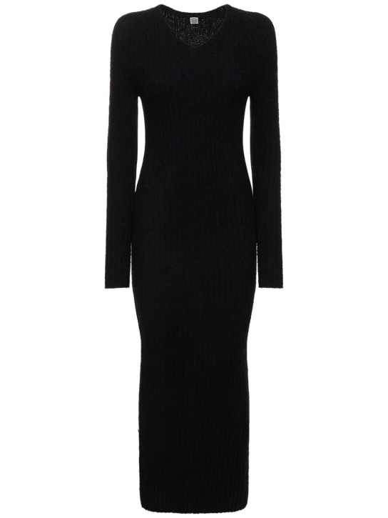 Toteme: Ribbed wool blend midi dress - Black - women_0 | Luisa Via Roma