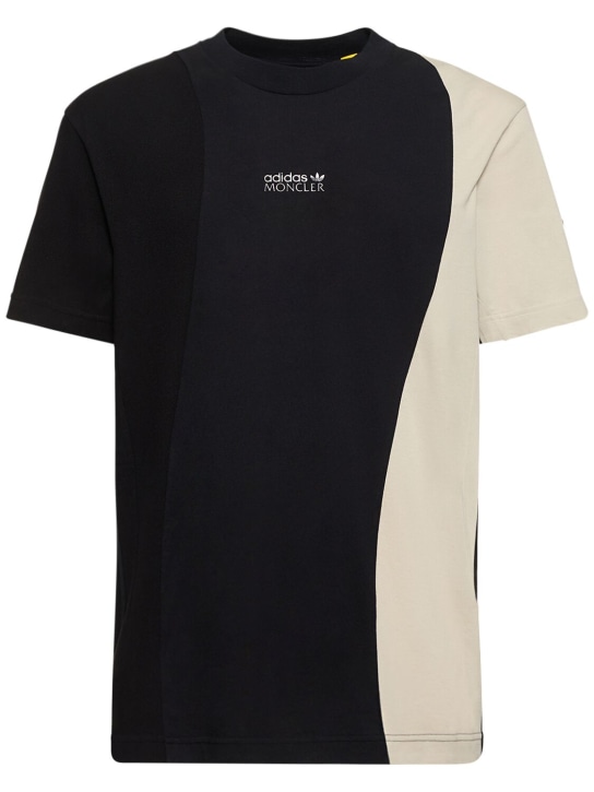 Moncler Genius: T-shirt en coton Moncler x adidas - Noir/Gris - men_0 | Luisa Via Roma