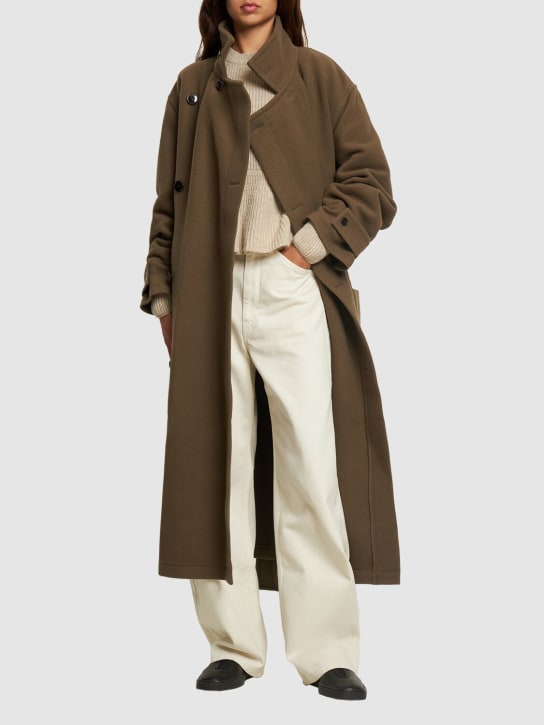 Lemaire: Belted long wool wrap coat - women_1 | Luisa Via Roma