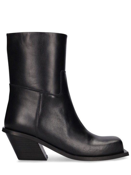 Gia Borghini: 60毫米Blondine皮革及踝靴 - 黑色 - women_0 | Luisa Via Roma
