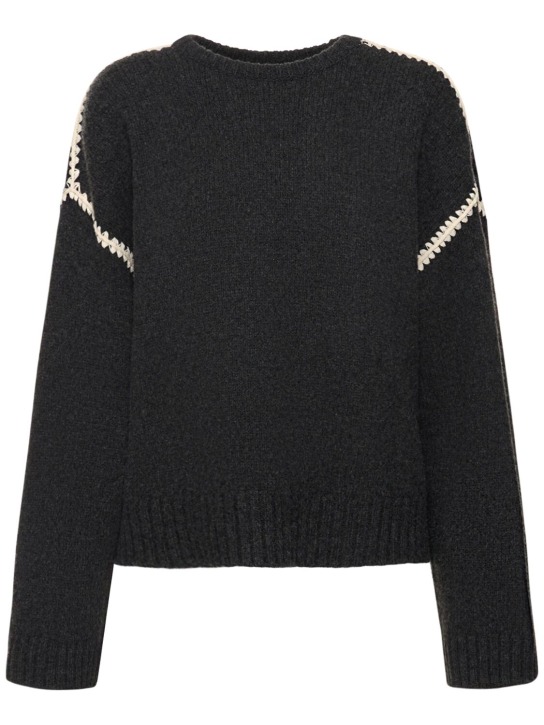 Toteme: Embroidered wool & cashmere sweater - Gri - women_0 | Luisa Via Roma