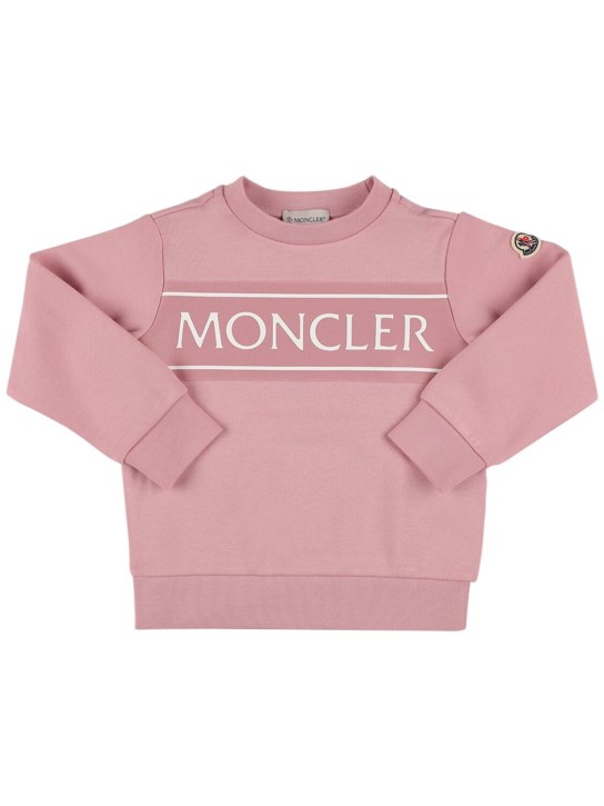 Moncler: Brushed cotton sweatshirt - Pink - kids-girls_0 | Luisa Via Roma