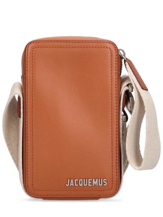 Jacquemus: Le Cuerda vertical crossbody bag - Light Brown 2 - men_0 | Luisa Via Roma