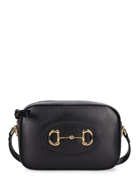 Gucci: Petit sac porté épaule en cuir 1955 Horsebit - Noir - women_0 | Luisa Via Roma