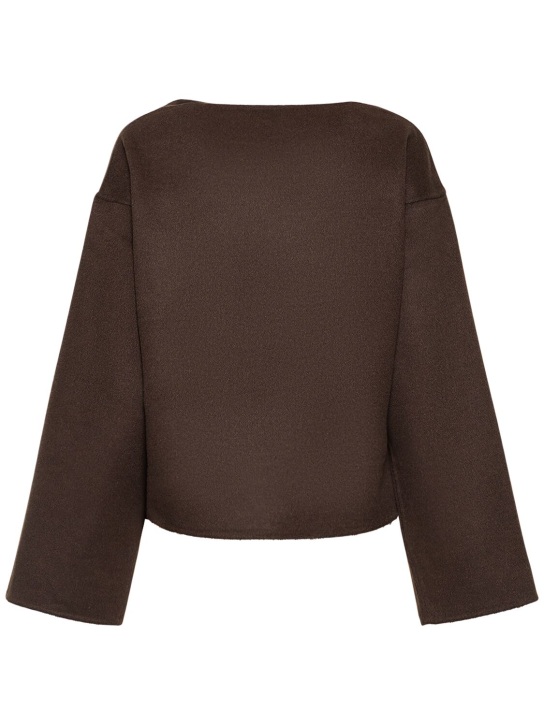 Toteme: Doublé wool long sleeve top - Brown - women_0 | Luisa Via Roma