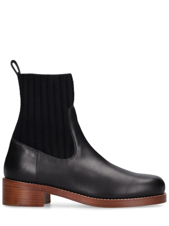 Gabriela Hearst: 30mm Hobbes leather ankle boots - Siyah - women_0 | Luisa Via Roma