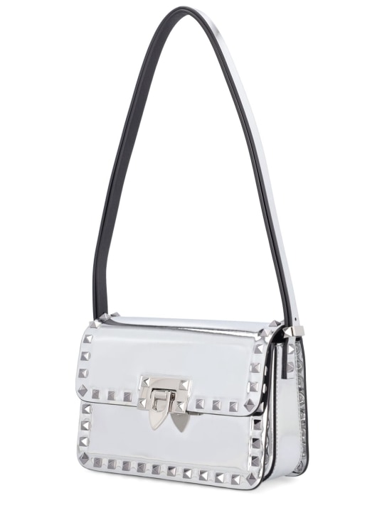 Valentino Garavani: Small Rockstud mirror shoulder bag - Silver - women_1 | Luisa Via Roma