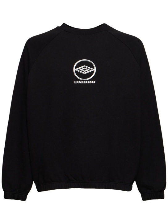 Umbro: Logo cotton crew sweatshirt - Black - men_0 | Luisa Via Roma