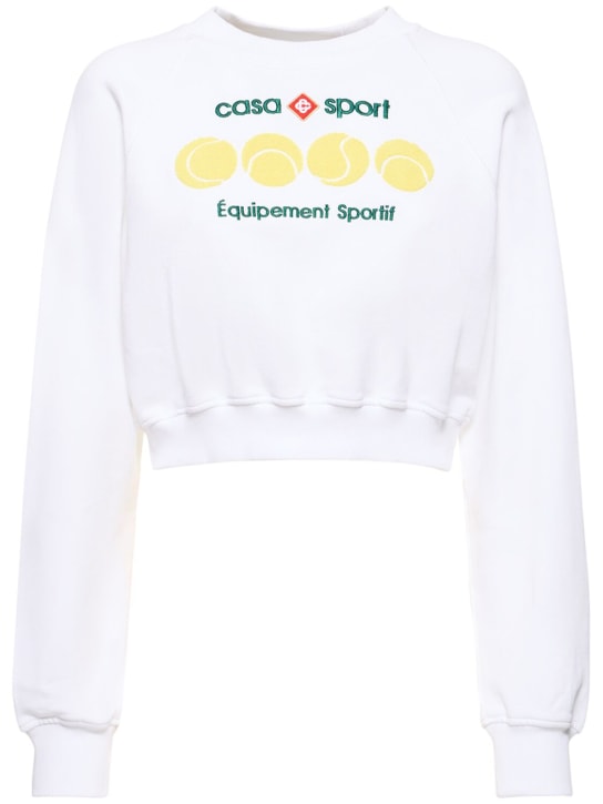 Casablanca: Felpa cropped Casa Sport in jersey - Multicolore - women_0 | Luisa Via Roma