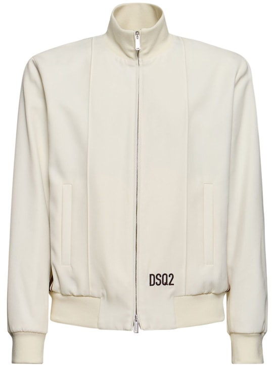 Dsquared2: Tailored wool blend track jacket - Off-White - men_0 | Luisa Via Roma