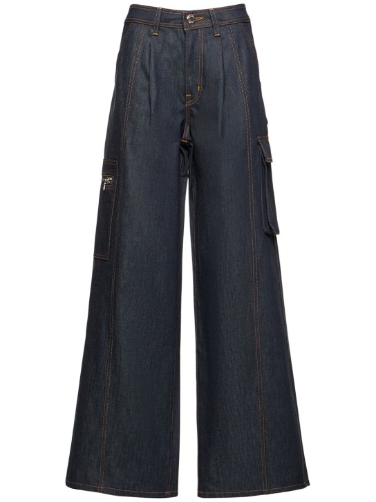 Brandon Maxwell: Mittelhohe Jeans aus Baumwolldenim - Blaues Denim - women_0 | Luisa Via Roma