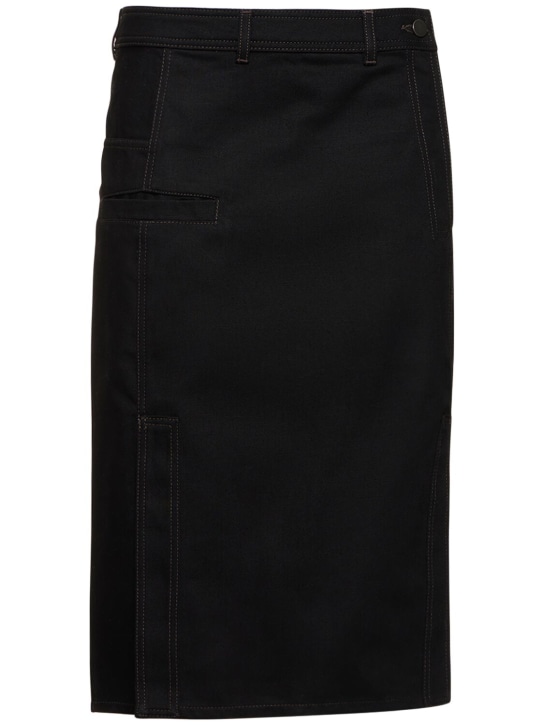 Lemaire: Straight cotton midi skirt - Black - women_0 | Luisa Via Roma
