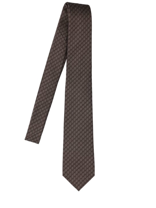 Gucci: 7cm breite Krawatte aus Wolle und Seide „Ginny“ - Kamelhaarfarben - men_0 | Luisa Via Roma