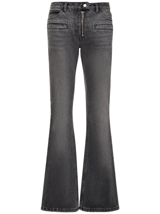 Courreges: Jeans bootcut in denim con zip - Grigio - women_0 | Luisa Via Roma