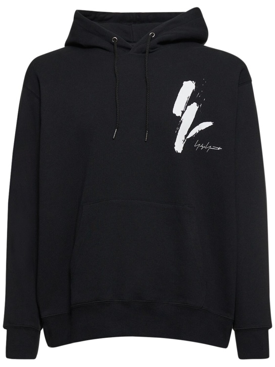 Yohji Yamamoto: New Era cotton hoodie - Black - men_0 | Luisa Via Roma