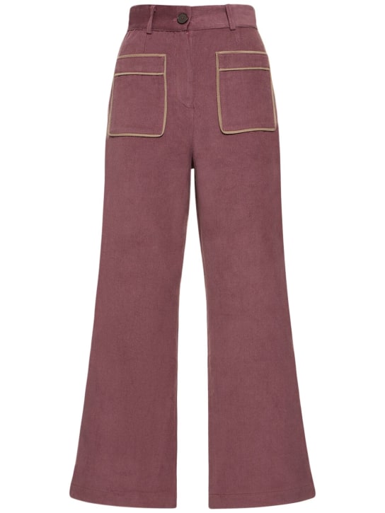 Maria de la Orden: Pantalones Niza de sarga de lana con cintura alta - Rosa - women_0 | Luisa Via Roma