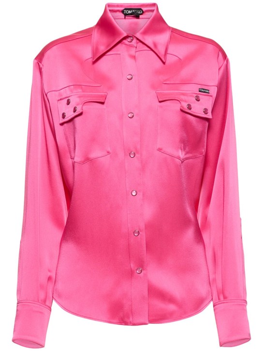 Tom Ford: 光滑绸缎衬衫 - 粉色 - women_0 | Luisa Via Roma