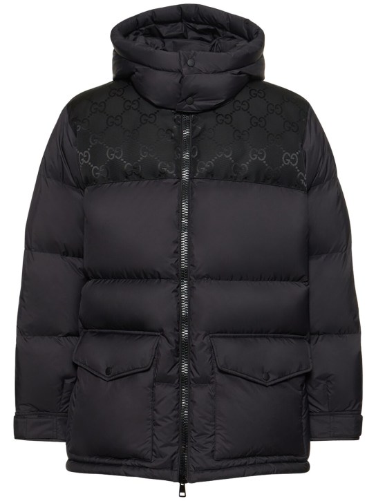 Gucci: Ripstop nylon down jacket w/ GG details - Black - men_0 | Luisa Via Roma