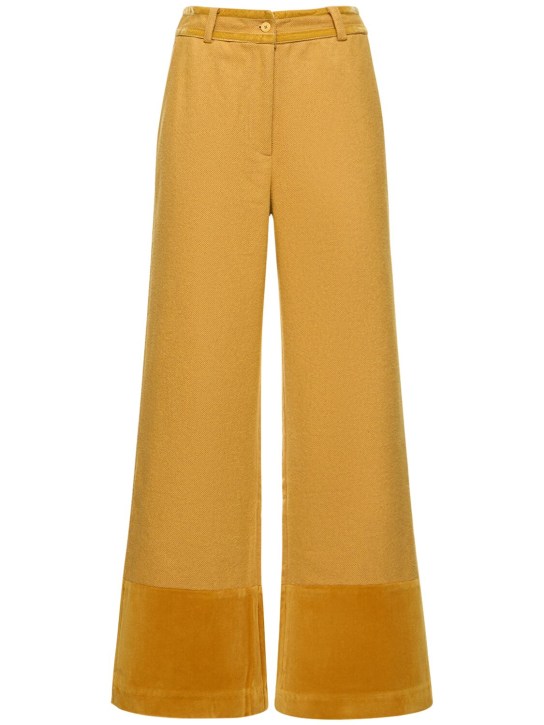 Maria de la Orden: Romeo wide pants w/ velvet inserts - Gelb - women_0 | Luisa Via Roma