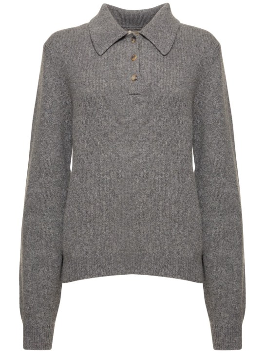 Khaite: Joey cashmere polo sweater - Grey - women_0 | Luisa Via Roma