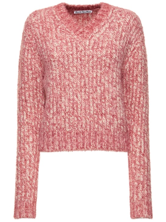Acne Studios: Chunky mélange wool blend knit sweater - Multicolor - women_0 | Luisa Via Roma