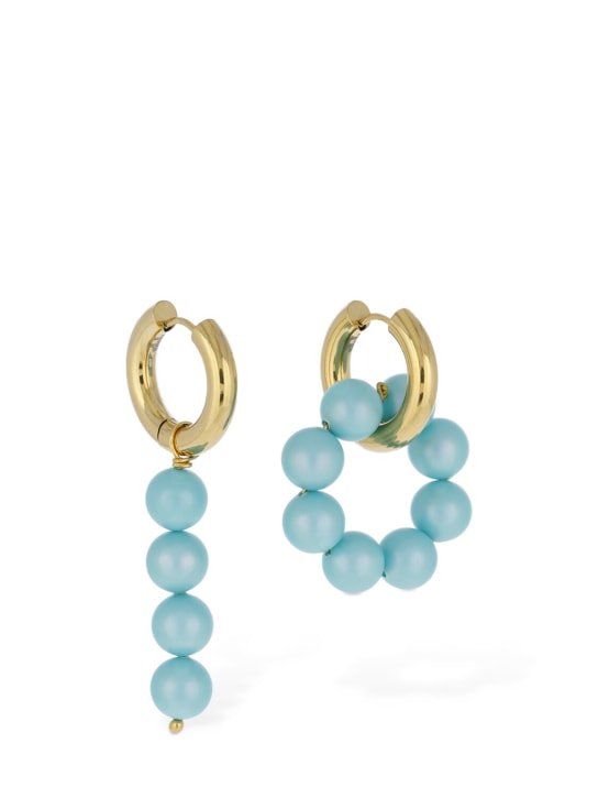 Timeless Pearly: Beaded charm mismatched earrings - Gold/Blue - women_0 | Luisa Via Roma