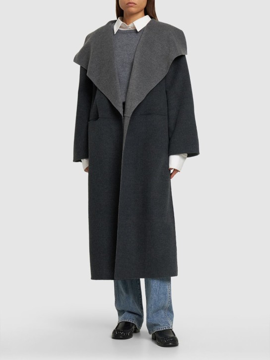 Toteme: Manteau bicolore en laine et cachemire - Gris - women_1 | Luisa Via Roma